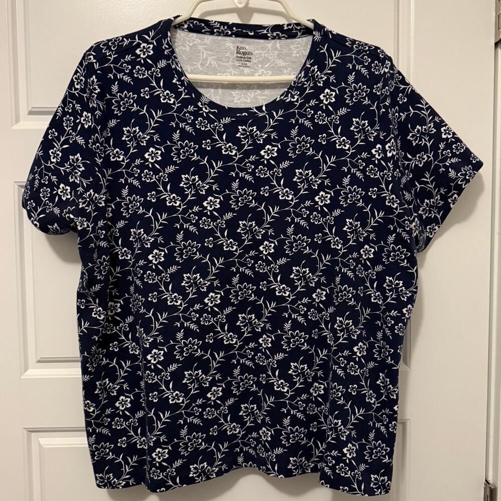 Kim Rogers Navy Top Cotton XXL